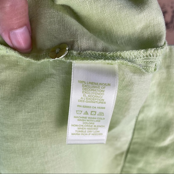 Sigrid Olsen Sport Women 8 Petite Dress Shirt Top Green Button Up Linen Blend - Picture 13 of 14